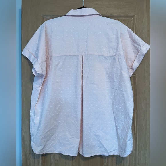Orvis Top Womens Pink Swiss Dot Short Sleeve Button Up Boho Casual Blouse - Picture 7 of 9